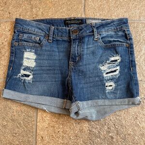 Aeropostale girls mini denim distressed shorts size 2